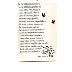 CADRE CHEVALET BOIS BLANC LA VIE MERE TERESA 10X15CM