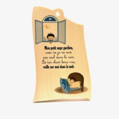 CADRE CHEVALET MON PETIT ANGE GARDIEN GARCON BOIS NATUREL 13,5X9CM