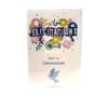 CARTE DOUBLE FELICITATIONS POUR TA COMMUNION FLEURS COLOMBE + ENVELOPPE