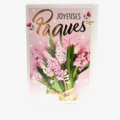 CARTE DOUBLE JOYEUSES PAQUES BOUQUET + ENVELOPPE