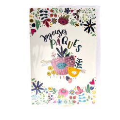 CARTE DOUBLE JOYEUSES PAQUES FLEURS + ENVELOPPE