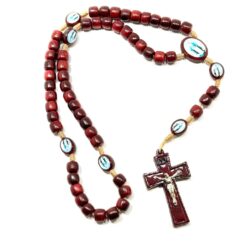 CHAPELET SACRE VIERGE MIRACULEUSE EN BOIS MONTE SUR CORDE