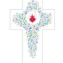 CROIX BOIS BLANCHE LOUANGE  COEUR SACRÉ – 15X10CM