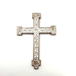 CROIX EN BRONZE EMAIL BLANC 18CM BRONZE D'ART FACONNE EN VENDEE
