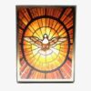 ICONE VITRAIL DE LA COLOMBE DE L'ESPRIT SAINT DOREE A LA FEUILLE 14X10,6CM 852.42