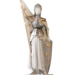 STATUE JEANNE D’ARC  EN ALBATRE 20CM COULEUR MÉTAL