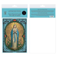VITROPHANIE N.D DE LOURDES STATIQUE PRIÈRE 19 X 13,5CM