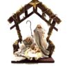 CRECHE EN TISSU ET BOIS 28,5X27CM PERSONNAGE 17CM
