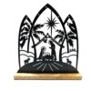CRECHE METAL SUR SOCLE BOIS 27X29CM