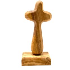 CROIX EN BOIS D'OLIVIER SUR SOCLE AIMANTE CROIX+SOCLE 11CM