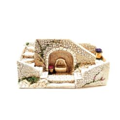 ESCALIER DOUBLE ET FONTAINE FLEURS 25X9X14CM