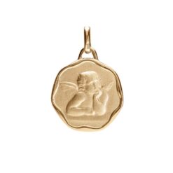 MEDAILLE ANGE PLAQUÉ OR STYLE CACHET 16MM