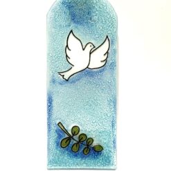 SIGNET EN VERRE SOUFFLE COLOMBE RAMEAU 15X6CM