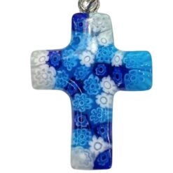 CROIX MURINE VERRE DE MURANO BLEU
