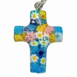 CROIX MURINE VERRE DE MURANO MULTICOLORE