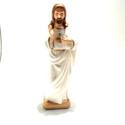 STATUE SACRE COEUR DE JESUS BEIGE ET OR  EN PORCELAINE 16CM